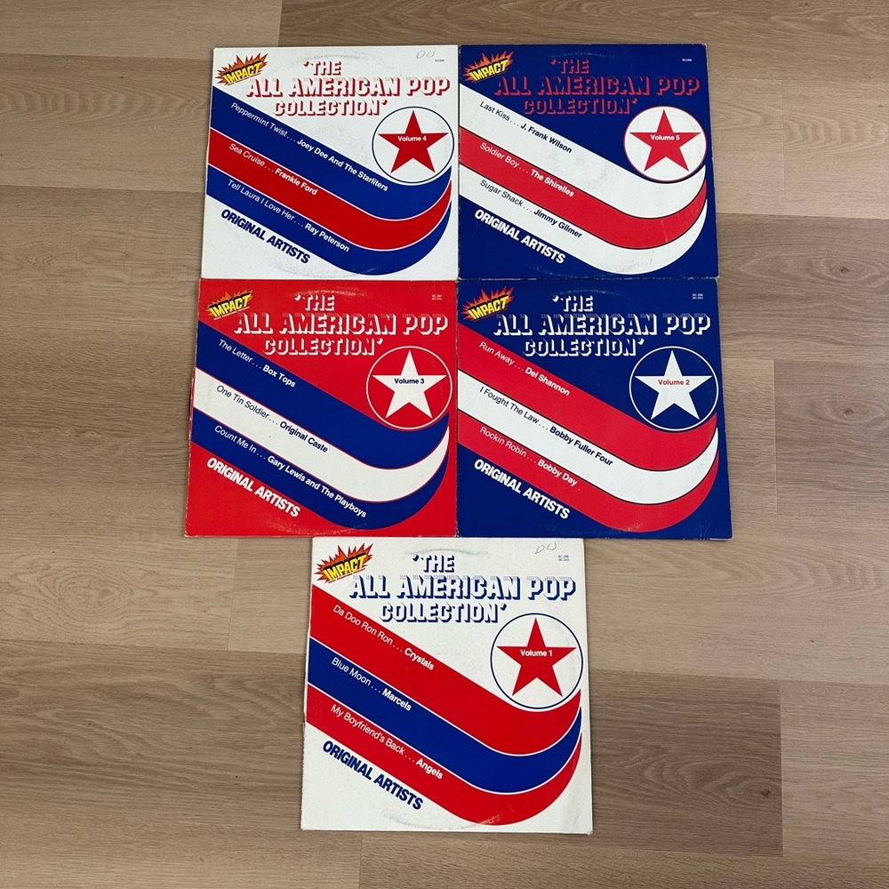 All American Pop Collection Vinyl Record Set - Vibrant Red, Blue, and White